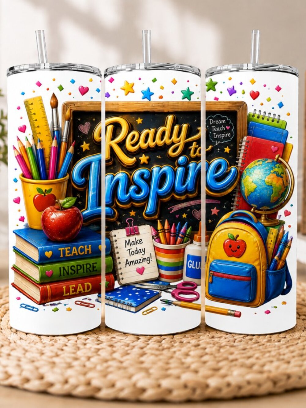 Read To Inspire Teacher Tumbler, 20oz Skinny Back to School Cup